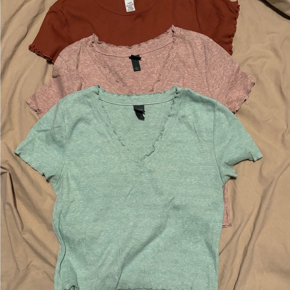 Wild Fable Short Sleeve Crop Tops - Rust, Pink, Mint